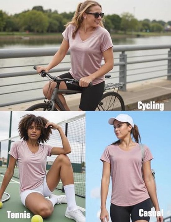 Sportshirt Dames - Lang T-shirt Korte Mouwen Kreukvrij Sneldrogend voor Yoga en Wandelen — afbeelding 5