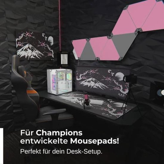 Grote Gaming Muismat Sakura Zwart - 1200 x 600 mm Premium Mouse Pad met Genaaide Randen en Anti-slip Onderkant — afbeelding 2