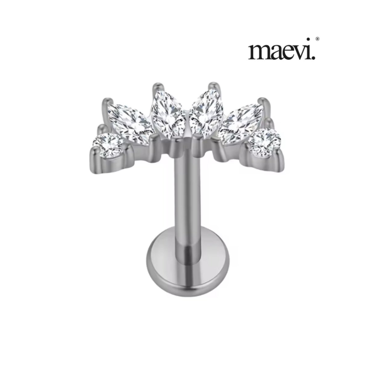 Maevi® Piercing voor Oor - Kleur: Zilver - Formaat: 12 x 6 MM - Titanium - Tragus / Kraakbeen / Helix / Conch - Oorpiercing - Piercing Sieraad - Hoge Kwaliteit - Labret Piercing - Luxe Sieraad - Oorbellen