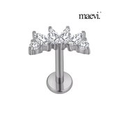 Maevi® Piercing voor Oor - Kleur: Zilver - Formaat: 12 x 6 MM - Titanium - Tragus / Kraakbeen / Helix / Conch - Oorpiercing - Piercing Sieraad - Hoge Kwaliteit - Labret Piercing - Luxe Sieraad - Oorbellen