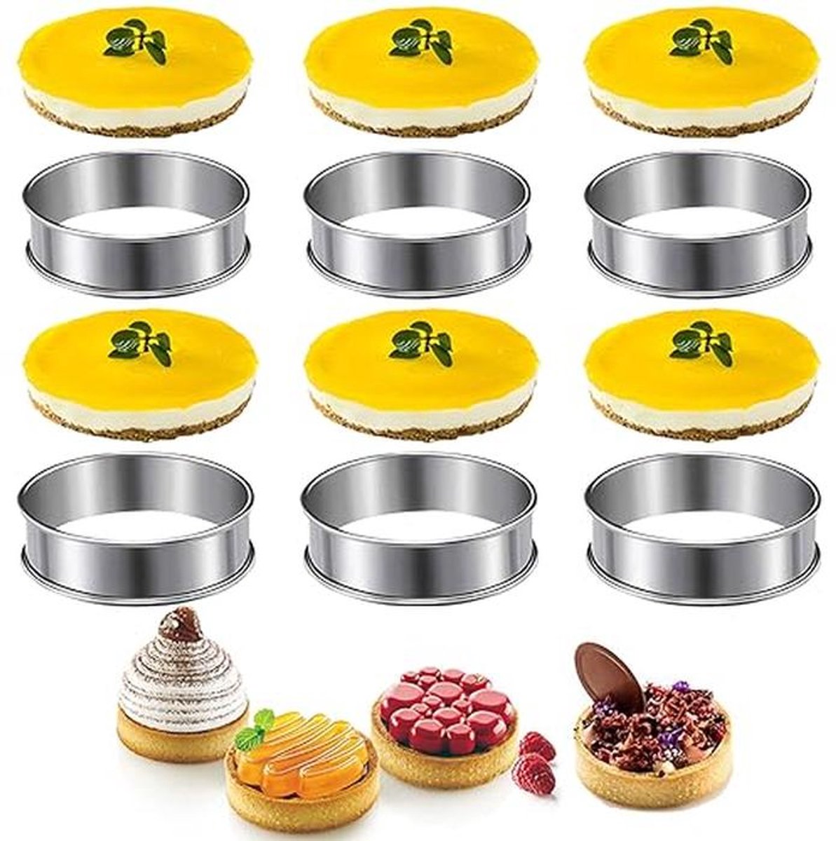 Keukenringen Set van 6 - Ronde Taartringen voor Desserts en Bakwaren