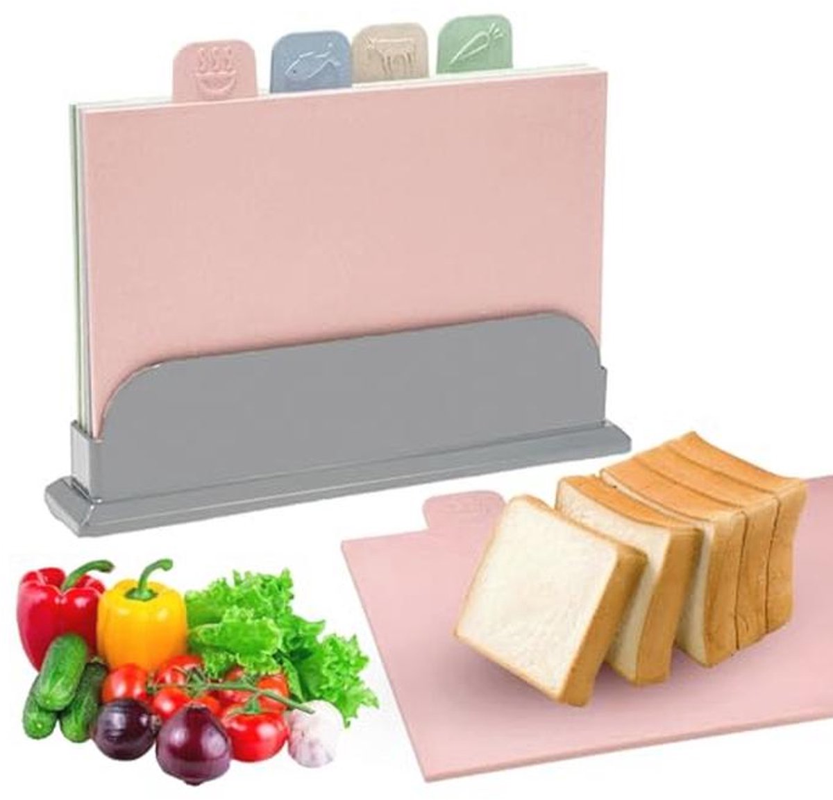 Snijplank Set 4 Stuks - Antislip en Kleurgecodeerd voor Koken