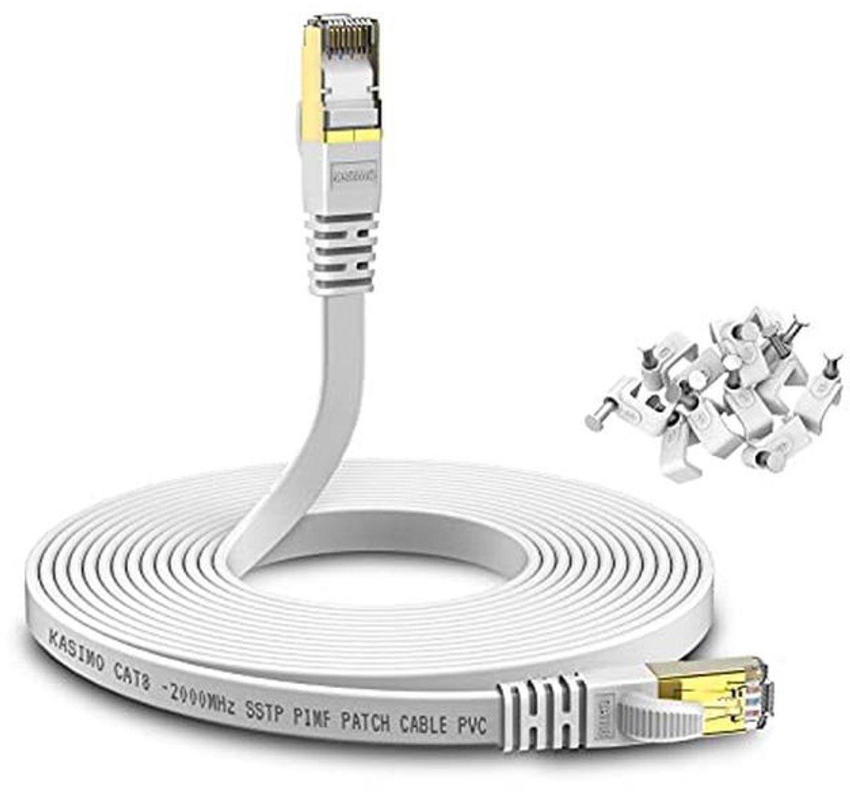 Platte Ethernet-kabel Cat 8 30 m - Hoge Snelheid 40 Gbps 2000 MHz voor Gaming en Netwerk