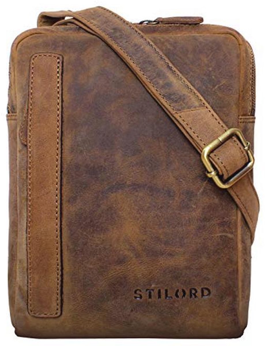 Kleine leren schoudertas voor mannen in vintage stijl
