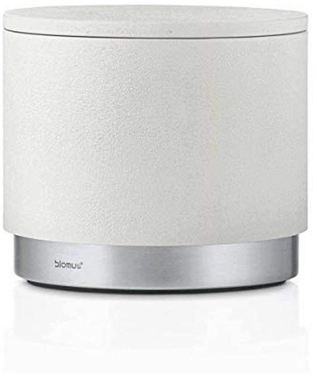 Tijdloze witte bewaarbox van polystone en roestvrij staal - Trendy sieradenhouder en badkameraccessoire (H x B x D: 8,5 x 10 x 10 cm)