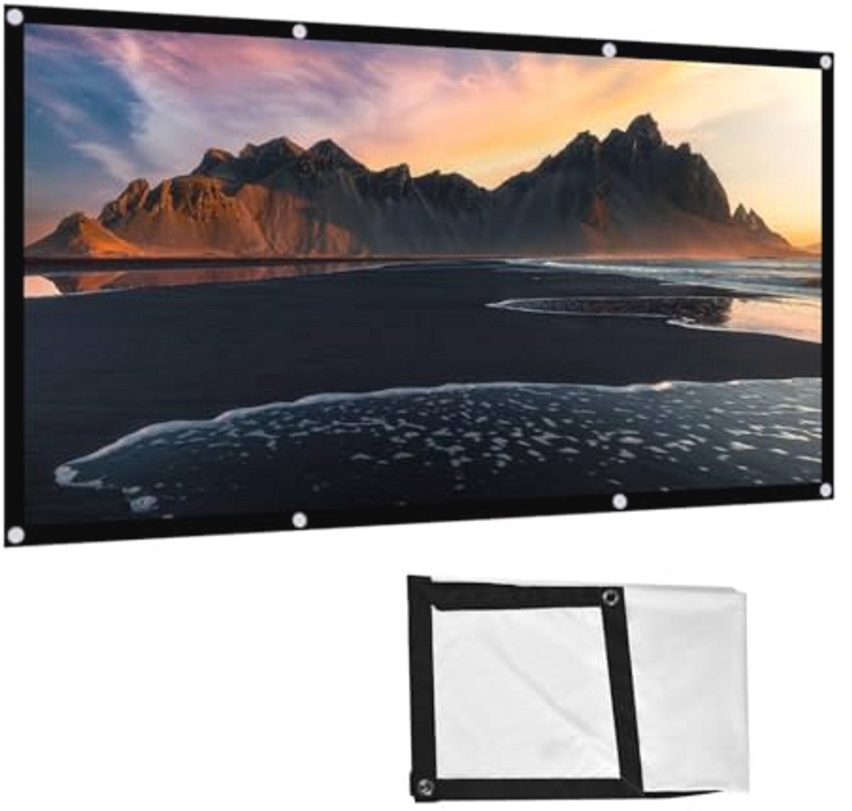 Draagbaar Opvouwbaar Projectiescherm 60-120 Inch voor Thuis en Buiten - 16:9 Aspect Ratio