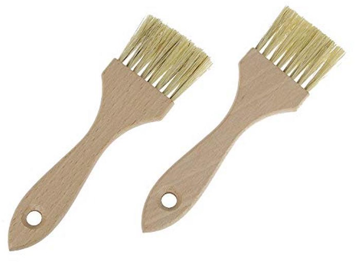 Set van 2 brede Bakborstels met Houten Handgreep