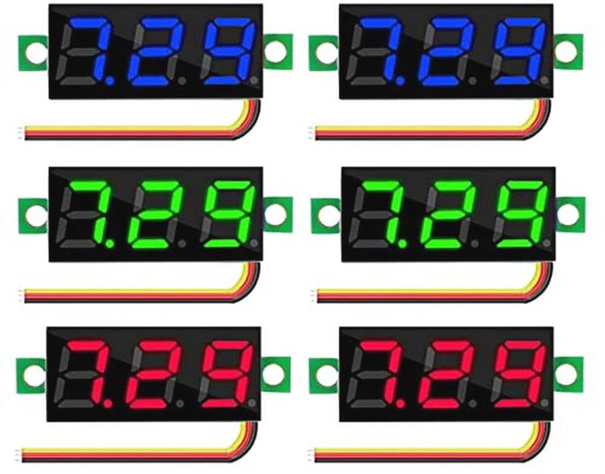 Mini Digitale Voltmeter - 6 Stuks DC 0,36 Inch Led Display Met Ompolingsbeveiliging