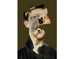 K&C Art (Canvas schilderij) 60x90cm | Abstract portret man in Picasso stijl - mens - gezicht - modern - kunst | Woonkamer - slaapkamer - hal - kantoor | Foto schilderij print op canvas - wanddecoratie - muurdecoratie - wall art