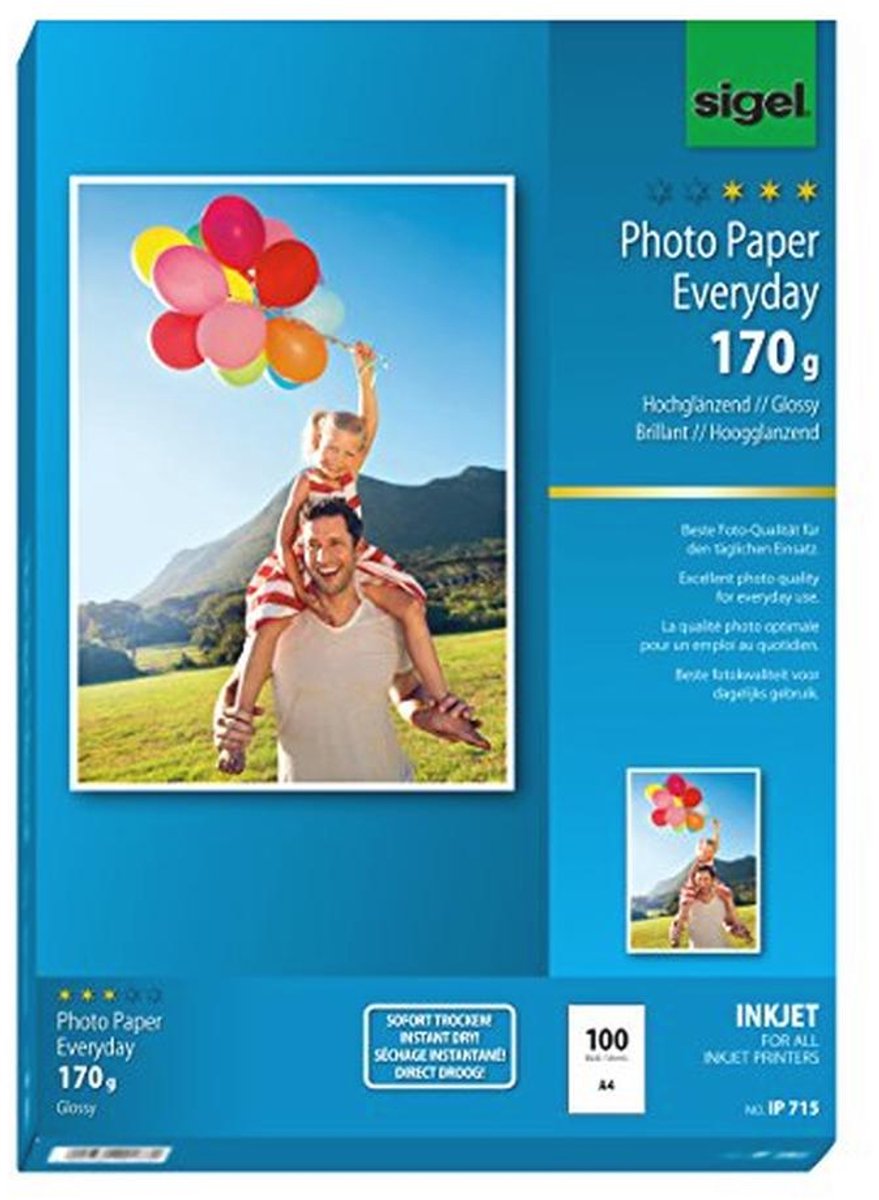 Hoogglanzend A4 fotopapier voor inkjetprinters, 170 g, 100 vellen