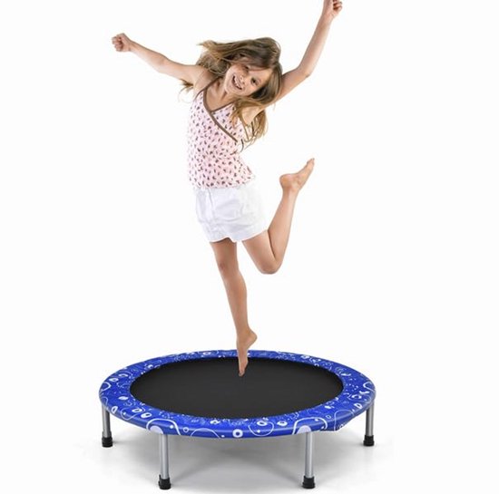 LIFEZEAL Elastische trampoline voor kinderen van 3 tot 10 jaar, Ø 92 x 81 cm, mini-trampoline voor binnen, salta, jump, met handvat en afneembare poten, veilig, opvouwbaar, metalen frame, cadeau, max