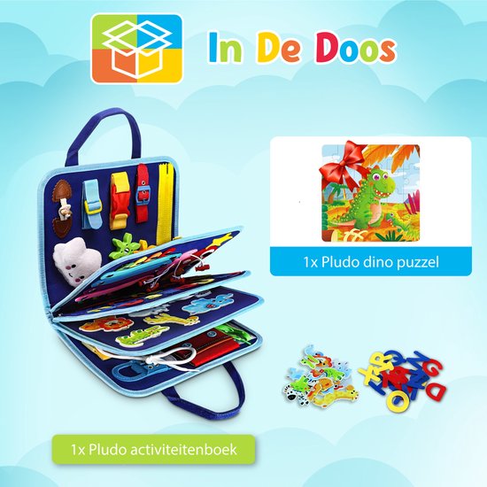Pludo Busy Board - Activiteitenboek - Activiteitenbord - Montessori Speelgoed - Sensorische Speelgoed - Educatief Speelgoed - Speelgoed 1 Jaar - Speelgoed 2 Jaar - Speelgoed 3 Jaar - Blauw van Pludo — afbeelding 5
