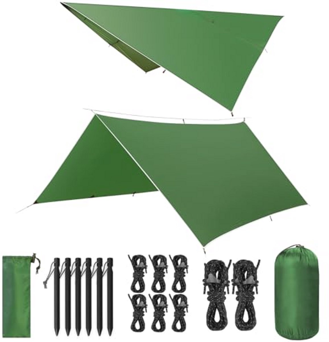 Duurzaam waterdicht tentzeil 3 x 3 m lichtgroen voor camping en picknick