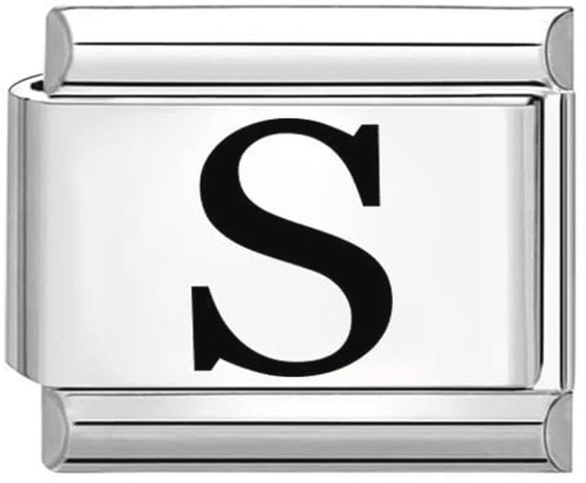 9mm Italiaanse Schakel Bedel Module - Roestvrij Staal met Letter S voor Armbanden