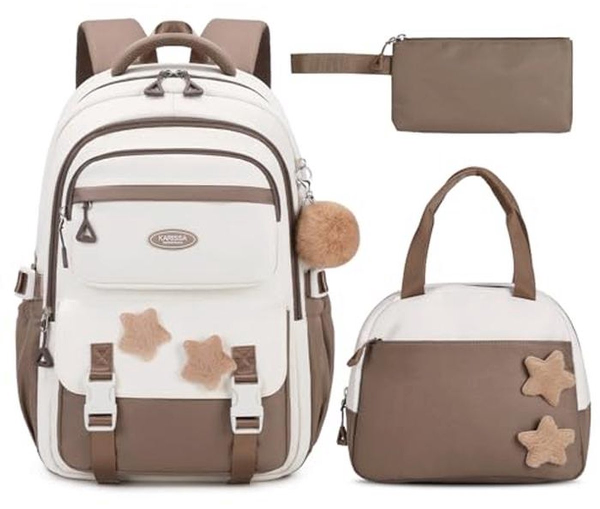 Meisjes Schooltas Set - 3-delige Rugzak met Lunchbox en Etui voor Basis- en Middelbare School