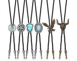 Yadoca Bolo Tie for Men and Women, Turquoise, Western Cowboy, Leather Tie, Halloween Costume Accessories, 6 Pieces, One Size, Leather, One size, leather, cotton, Leather