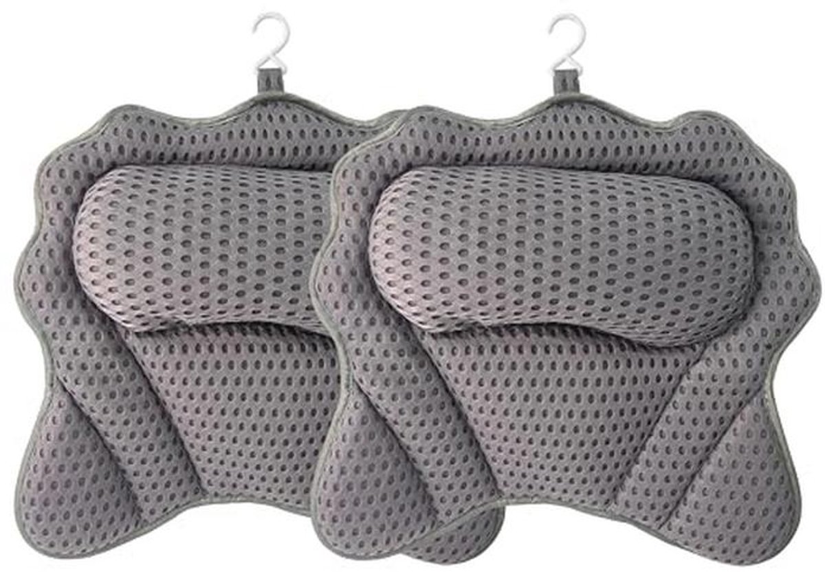 Ergonomisch Luxe Badkussen voor Hoofd, Nek en Rug - Antislip Badkussen Set van 2