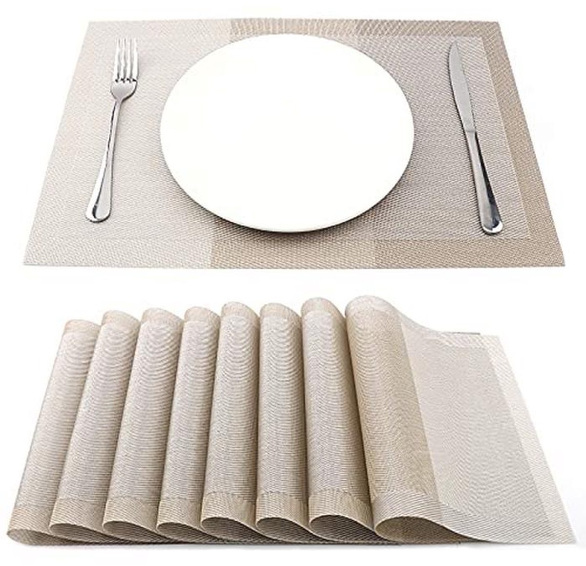Geweven Placemats Set van 8 - Hittebestendig en Duurzaam Vinyl voor Tafelbescherming