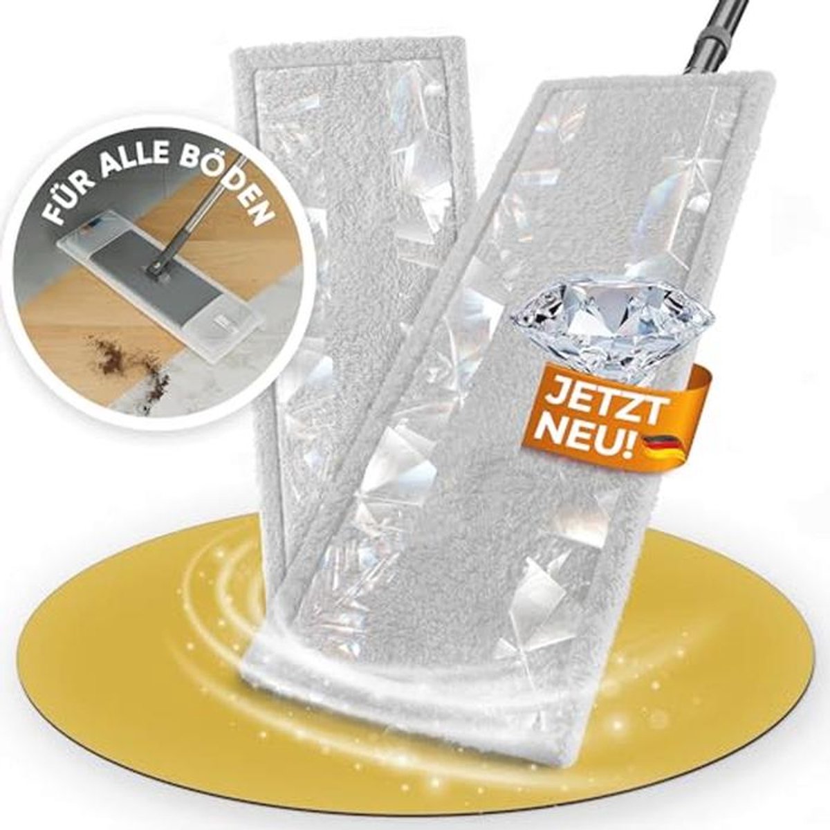 Dweilmop met diamantvezel 40 cm - 2 stuks voor professionele reiniging