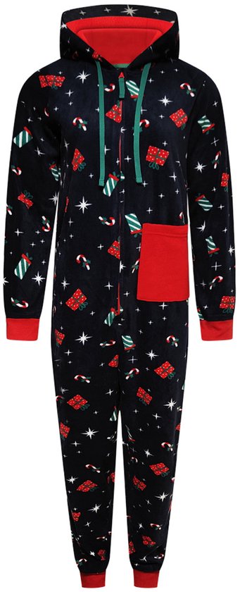 Onesie Cadeau Zuurstok Kerst Donkerblauw - Dames - Volwassenen - Onesies - Maat M