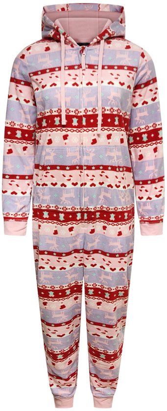 Onesie Noors Roze Rood - Dames - Volwassenen - Kerst - Onesies - Maat S