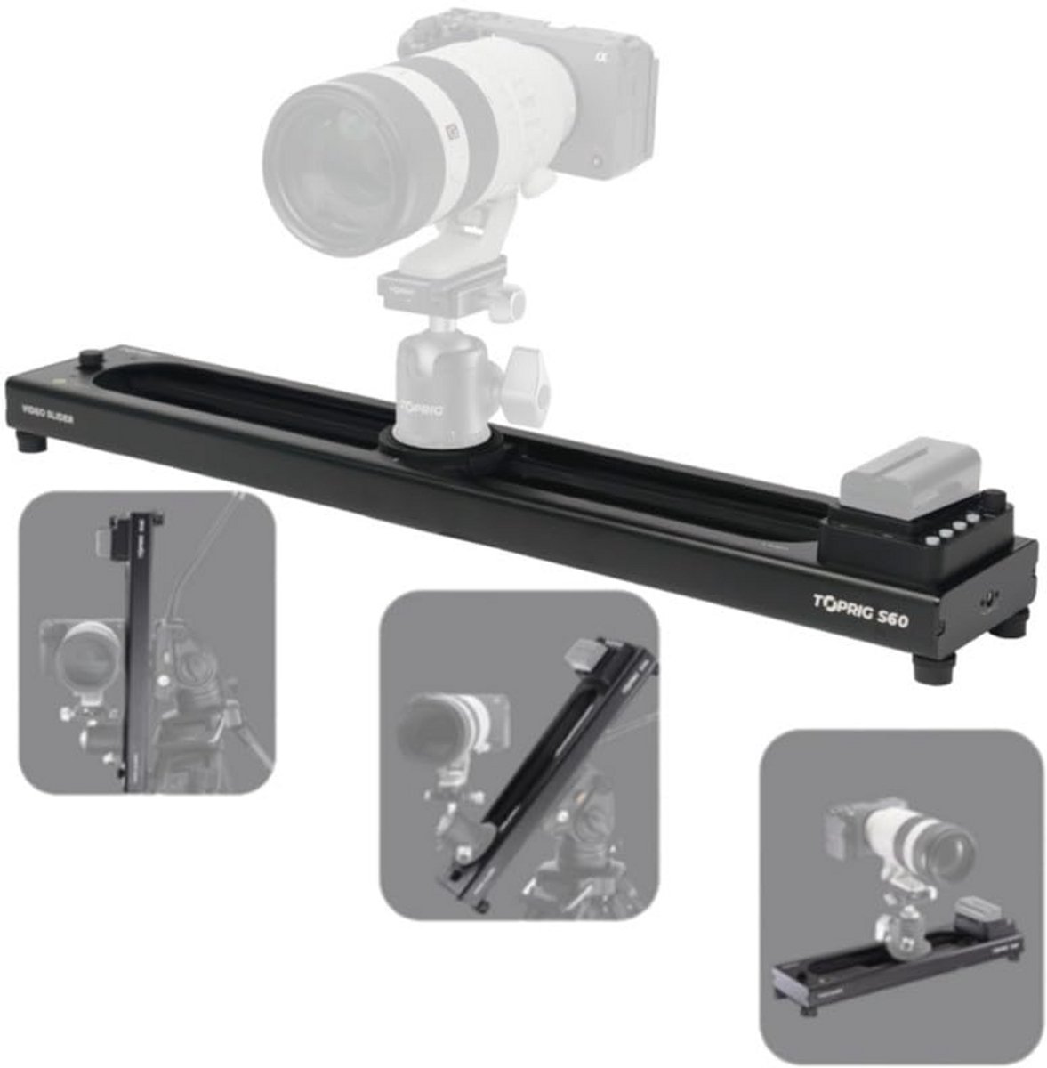 Gemotoriseerde camera slider voor spiegelreflexcamera's - Elektrische videoslee voor fotografie en time-lapse