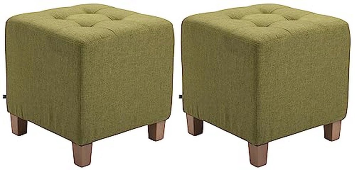 Set van 2 Moderne Hockers - Vierkant - Antiek Licht Groen