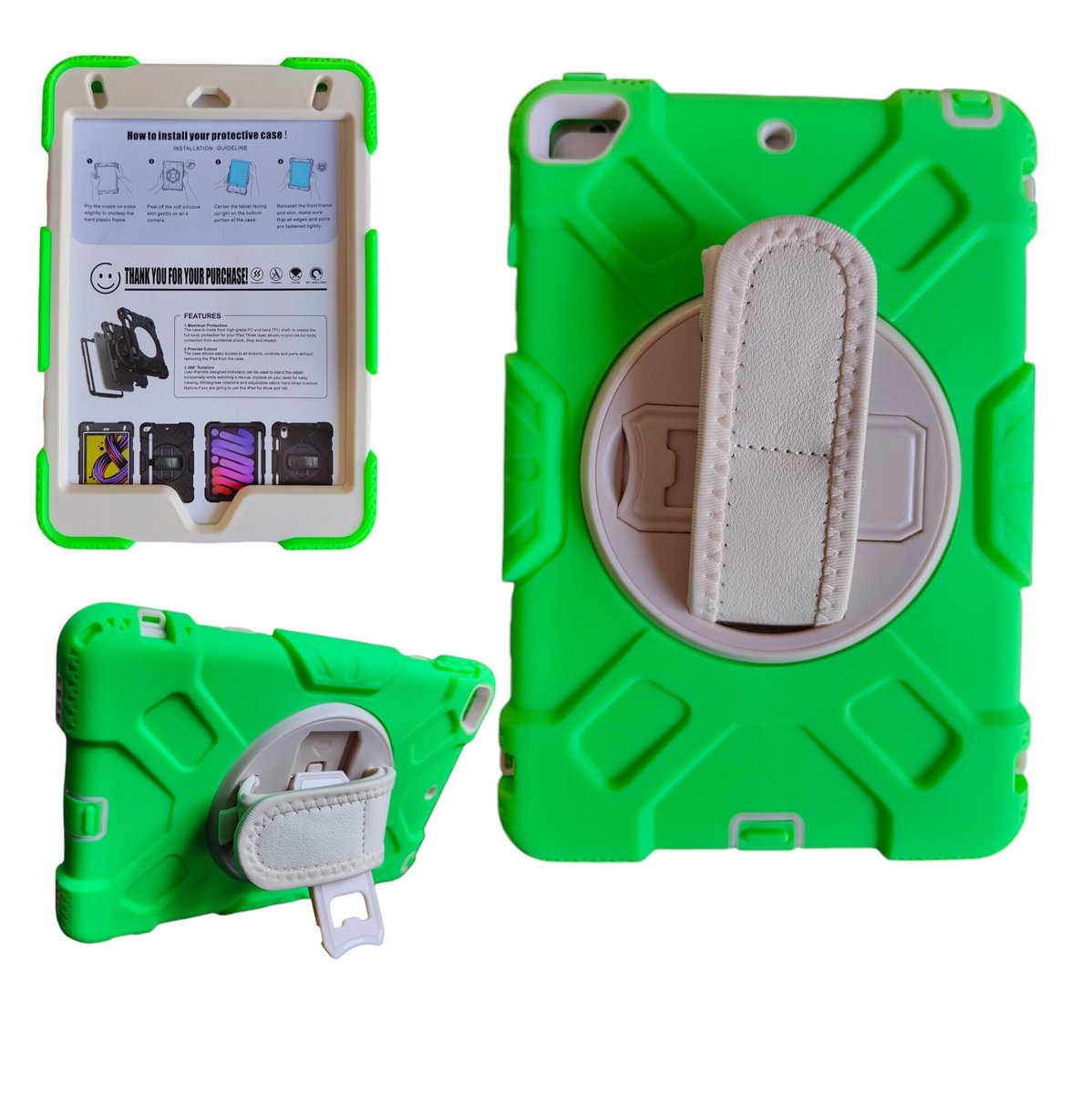 Tablet Case geschikt voor iPad 10.2 (2019-2020-2021), iPad 7 - 8 - 9 met schouderriem - groen