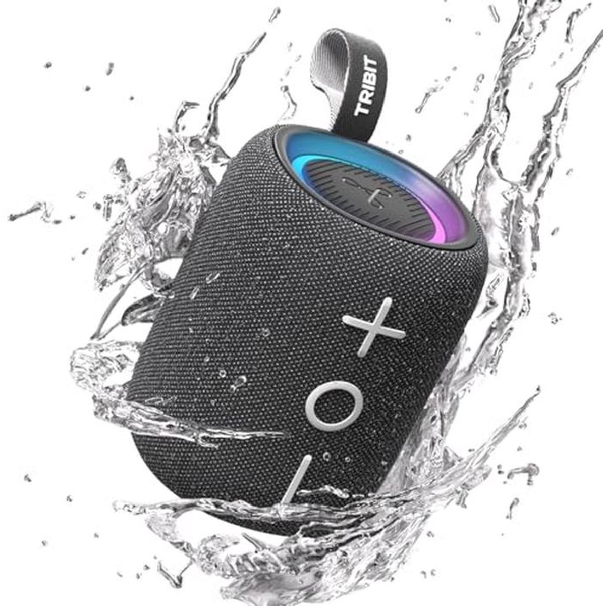 Draagbare Bluetooth-luidspreker met 12 W, 360° geluid, 12 uur speeltijd, IPX7, RGB-verlichting, en TWS-koppeling