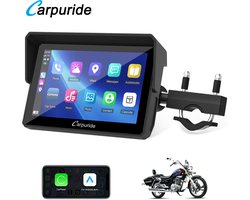Carpuride W502 - motorfiets CarPlay-scherm - 5 inch - HD waterdicht touchscreen - draadloze CarPlay en Android Auto - dubbele Bluetooth - navigatie