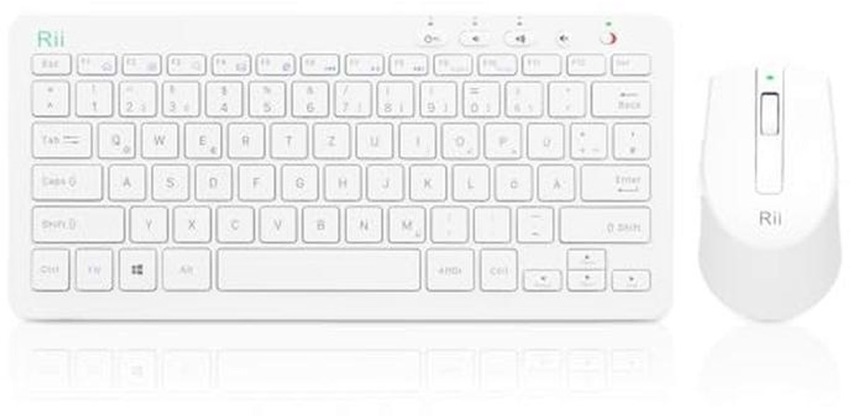 Draadloos Toetsenbord en Muis Set - Compact 2,4G Toetsenbord met Muis voor Laptop en PC - QWERTZ Indeling, Wit