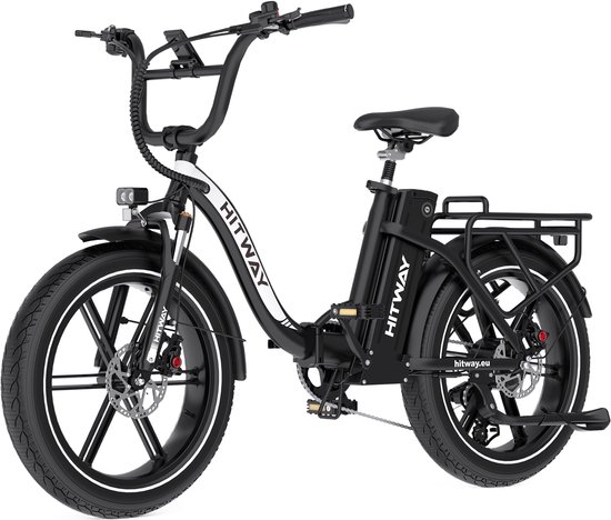 Hitway Elektrische Fiets BK6S Pro - 20*4.0 Inch Fat Tire City Commuter EBike met Afneembare 48V 18Ah Lithium Batterij - Opvouwbaar Mountain E-Bike met 250W Motor - APP Bediening - 7 Versnellingen - IP54 Waterdicht