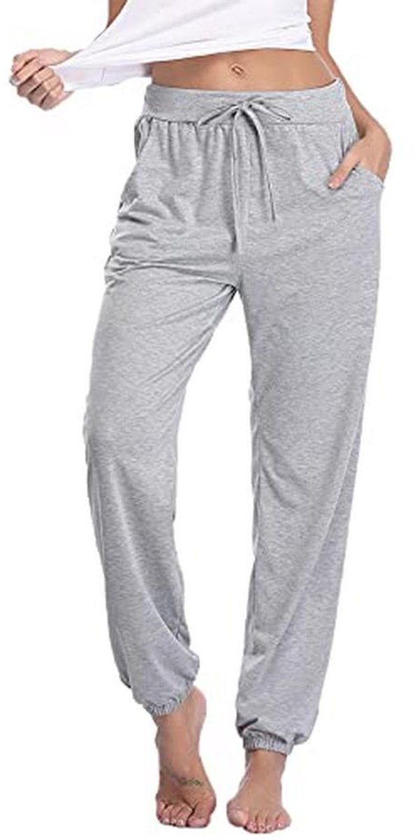 Katoenen Pyjamabroek Dames - Comfortabele Sportbroek met Elastische Taille en Zijzakken - Perfect voor Vrije Tijd en Slaap
