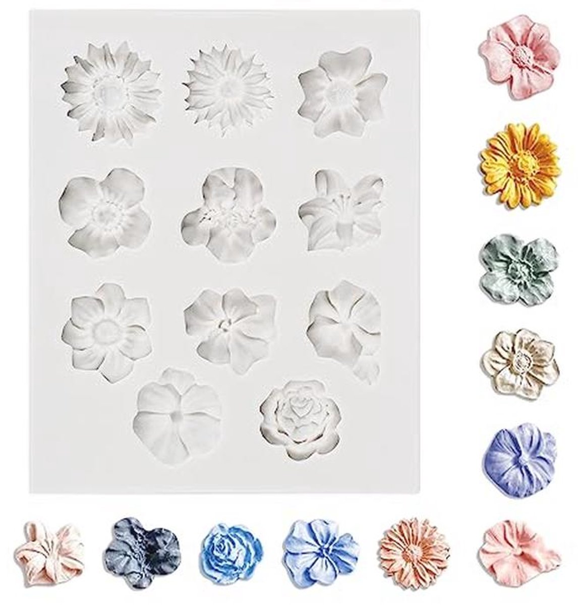 Mini siliconen bloemen bakvorm met 11 holtes voor fondant en taarten