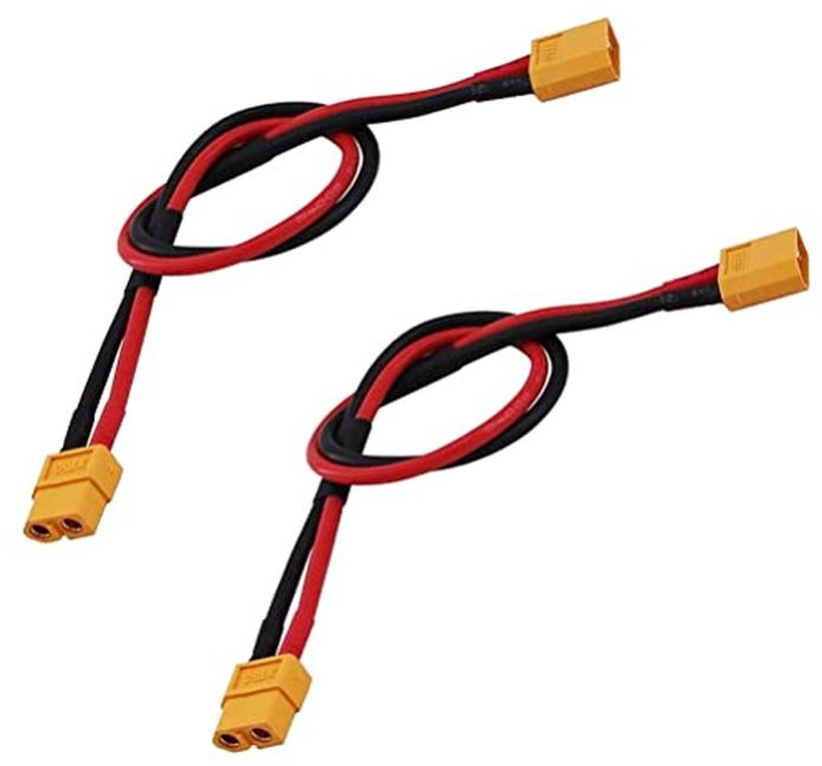 2-Pack XT60 Verlengkabel Mannelijk naar Vrouwelijk Adapter 30CM 14AWG Silikondraad voor RC Lipo Accu