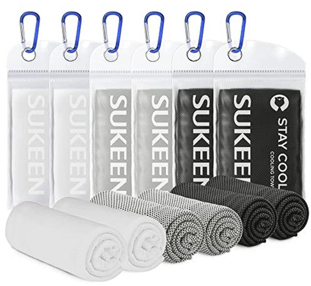 Koelhanddoeken set van 6 - Verkoelende microvezel handdoeken voor sport, yoga, strand en camping