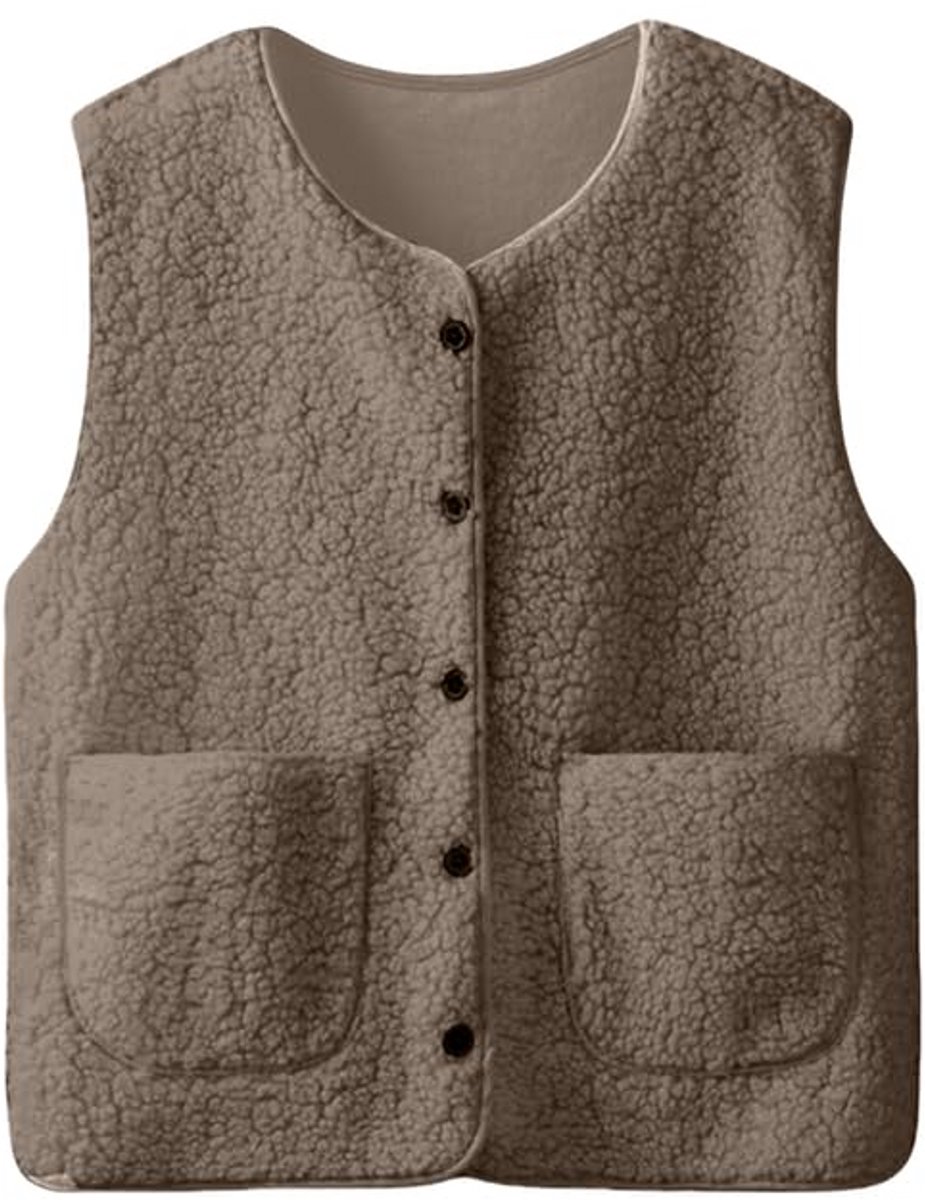 Teddy Fleece Gilet voor Vrouwen - Pluizig en Zacht Vest voor Herfst en Winter