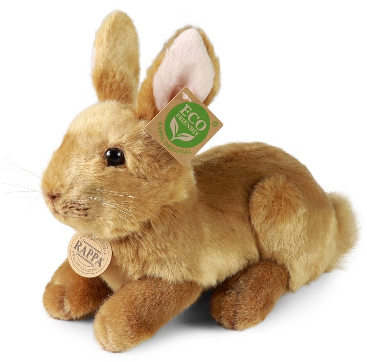 Rappa ECO knuffel konijn 23 cm - realistische knuffel van recyclede PET flessen - karamel