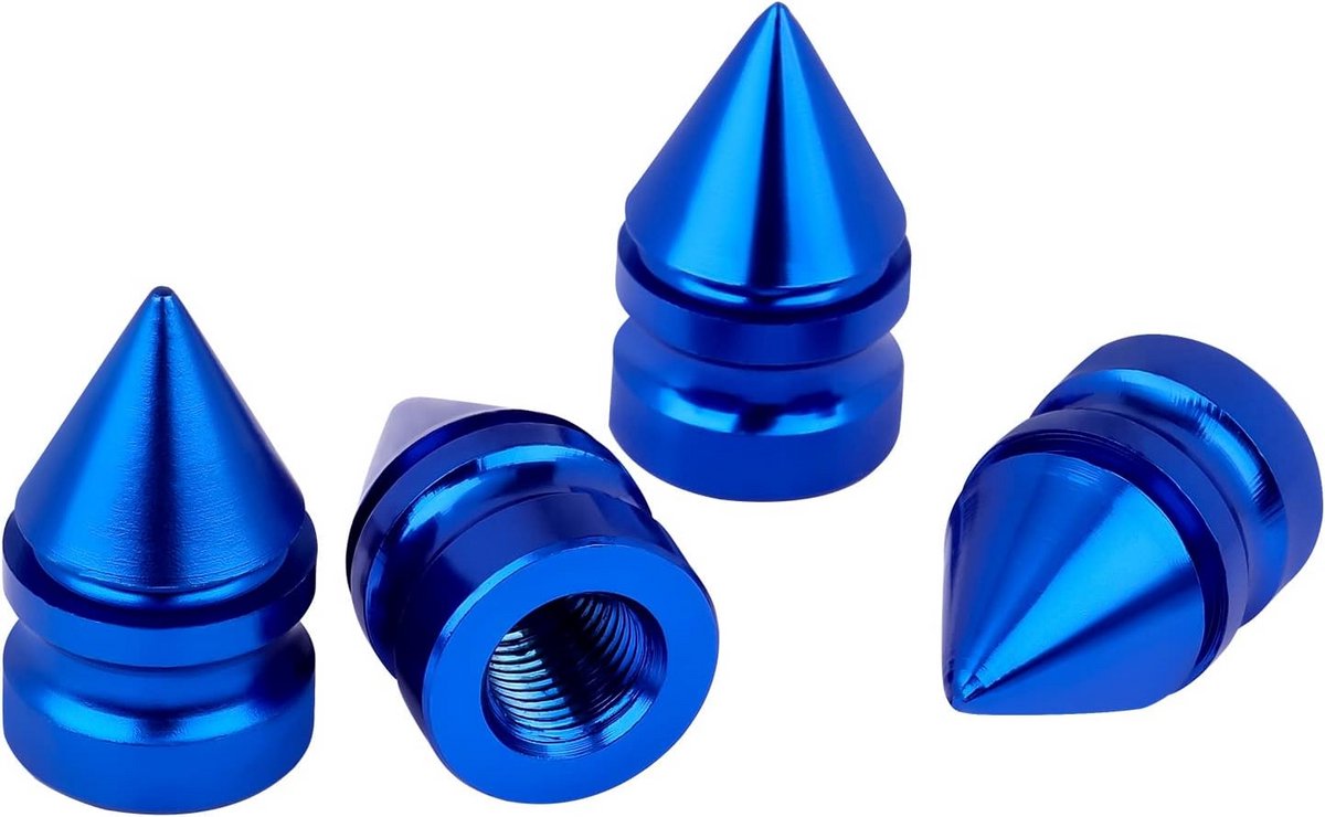 4-Delige Set Aluminium Ventieldoppen voor Banden Auto, Motor en Fiets - Blauw