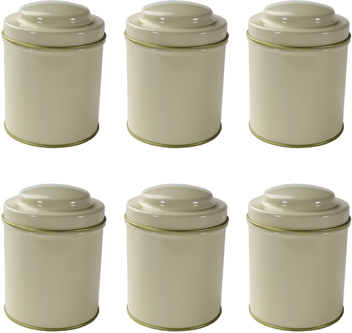 6x Theeblik Crème 125g – Luchtdicht Bewaarblik voor Losse Thee – Thee Opbergen - Beige - Natuurlijke kleur - Losse Thee Blikjes