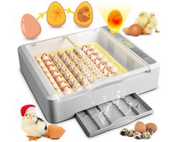 UniEgg™ Slimme Broedmachine XL V2 Nieuw model inclusief waterflesje - automatische keersysteem - met ingebouwde LED schouwlamp - ingebouwde hygrometer - draait de eieren automatisch - met Nederlandse handleiding