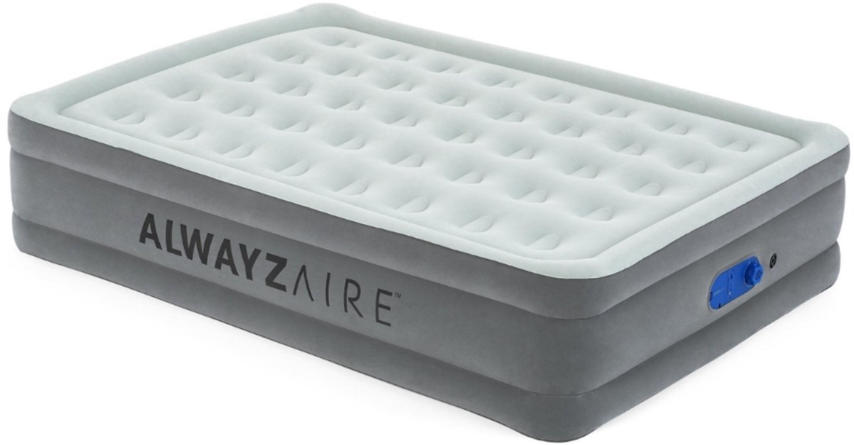 Bestway AlwaysAire – Luchtbed – 2-Persoons – 152×203×46 cm – Grijs – Met Ingebouwde Elektrische Pomp – Incl. 3-in-1 Opbergtas - Luchtbed 2 Persoons - Luchtbed Met Pomp - Luchtbed Met Usb - Luchtbed Comfort - Luchtbed Voor 2 Personen
