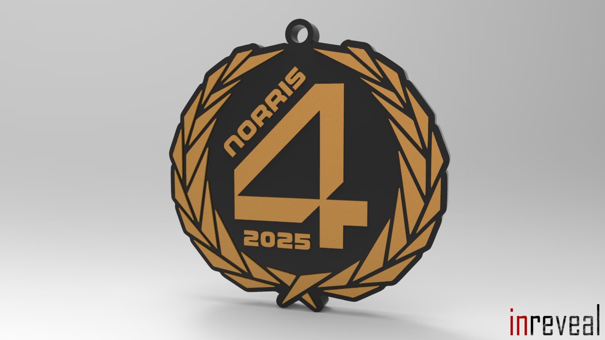 Sleutelhanger F1 '4 - Drivers Champion 2025' Lando Norris (Formule 1) - 50x50x5 mm - Zwart/Goud