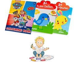 3 kleurboeken / stickerboeken voordeelpakket - Voor kinderen van 2 jaar en 3 jaar - Eerste kleurboek voor peuters met extra grote stickers - Paw Patrol - Leren tellen - Dieren - Kleuren leren - Cadeau jongen / meisje - Tekenen - Doeboeken