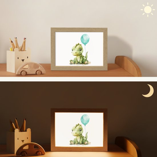 Nachtlampje 20x15 cm - Kinder lamp - Draak - Baby dier - Blauwe ballon - Tafellamp kinderkamer - Slaapkamer lamp - Bedlamp kinderen - Kinderlampje stopcontact - Wandlamp babykamer - Nachtlampjes van Merkloos — afbeelding 4
