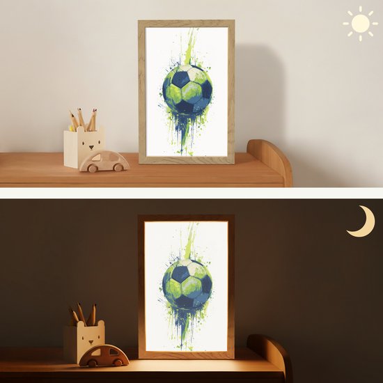 Nachtlampje 20x30 cm - Kinder lamp - Illustratie - Abstract - Voetbal - Verfspatten - Tafellamp kinderkamer - Slaapkamer lamp - Bedlamp kinderen - Kinderlampje stopcontact - Wandlamp babykamer - Nachtlampjes van Merkloos — afbeelding 4
