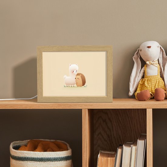 Nachtlampje 20x15 cm - Kinder lamp - Alpaca - Egel - Bruin - Knuffelen - Tafellamp kinderkamer - Slaapkamer lamp - Bedlamp kinderen - Kinderlampje stopcontact - Wandlamp babykamer - Nachtlampjes van Merkloos — afbeelding 3