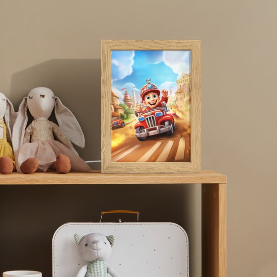 Nachtlampje 15x20 cm - Kinder lamp - Brandweer - Jongens - Kinderen - Auto - Tafellamp kinderkamer - Slaapkamer lamp - Bedlamp kinderen - Kinderlampje stopcontact - Wandlamp babykamer - Nachtlampjes van Merkloos — afbeelding 3