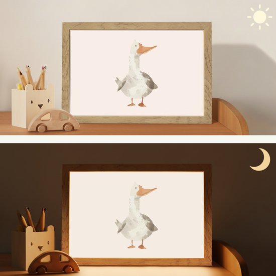 Nachtlampje 30x20 cm - Kinder lampje - Gans - Eend - Boerderij - Dieren - Tafellamp kinderkamer - Slaapkamer lamp - Bedlamp kinderen - Kinderlampje stopcontact - Wandlamp babykamer - Nachtlampjes van Merkloos — afbeelding 4