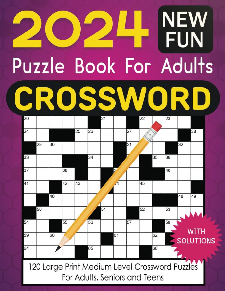 Kruiswoordpuzzel Boek voor Volwassenen en Senioren: 120 Grote Letter Puzzels Gemiddeld Niveau met Oplossingen